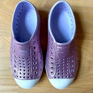 Native Jefferson Shoe Kid Toddler Purple Powder Bling Spring Summer Slip On